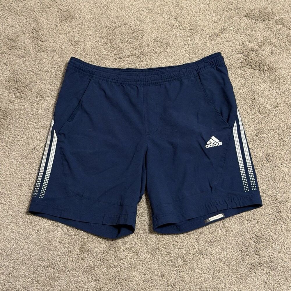 adidas ClimaCool Men's Blue Athletic Shorts Elastic Waist Drawstring S 6" AK9006